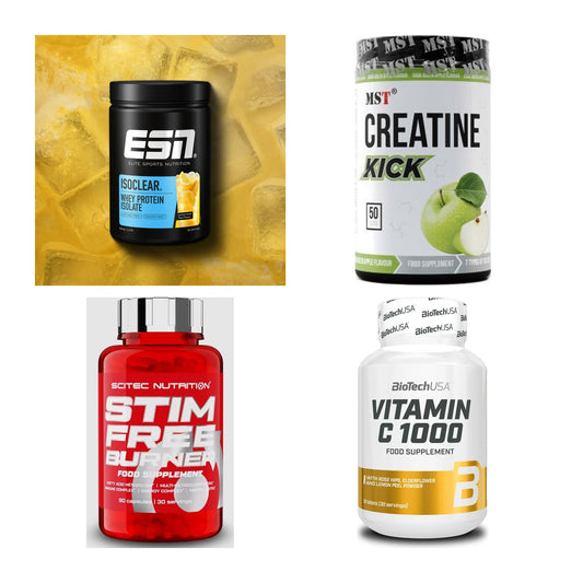 Wettkampfvorbereitung: ESN ISOCLEAR + MST Creatine + 2 weitere – alle enthaltenen Artikel