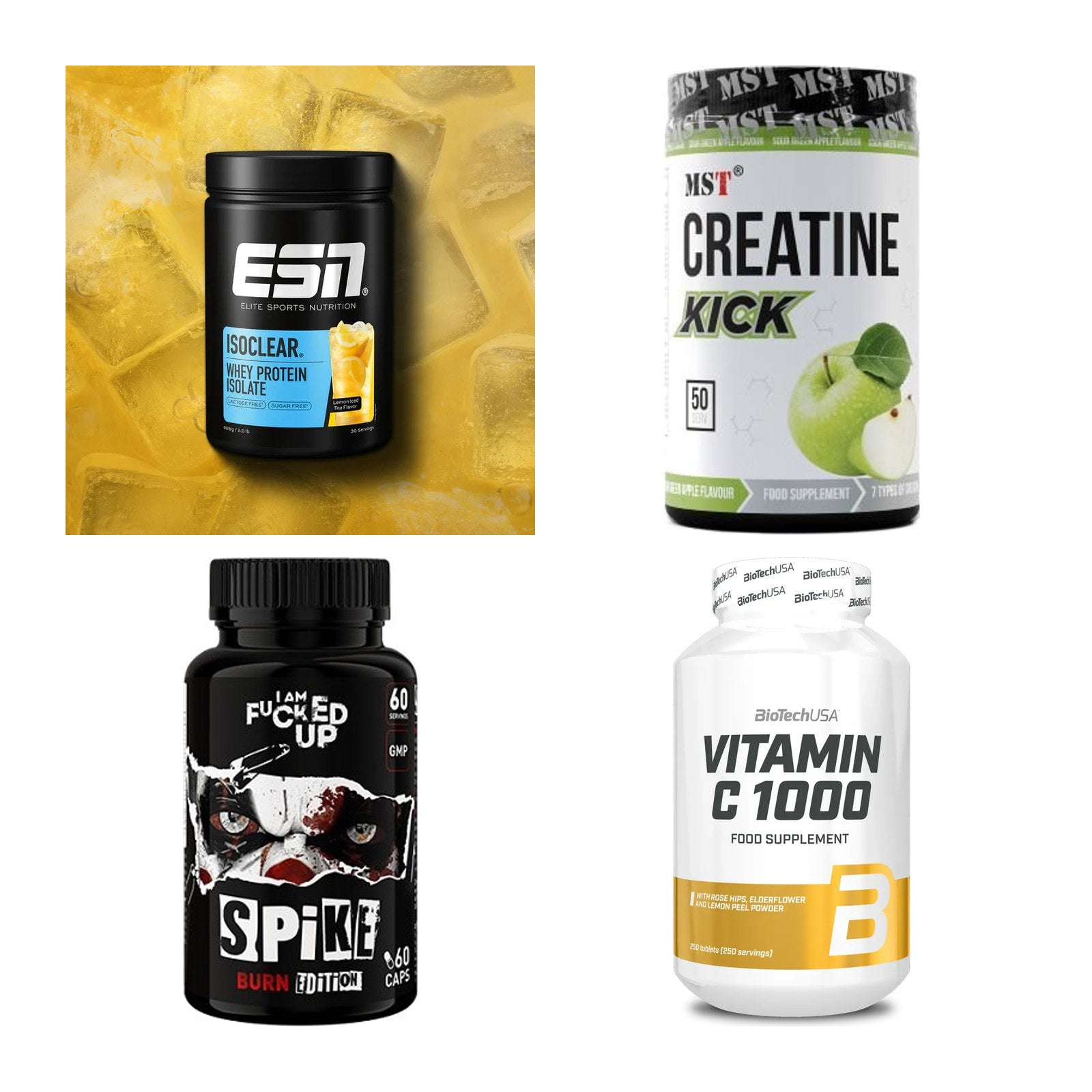 Wettkampfvorbereitung: ESN ISOCLEAR + MST Creatine + 2 weitere – alle enthaltenen Artikel