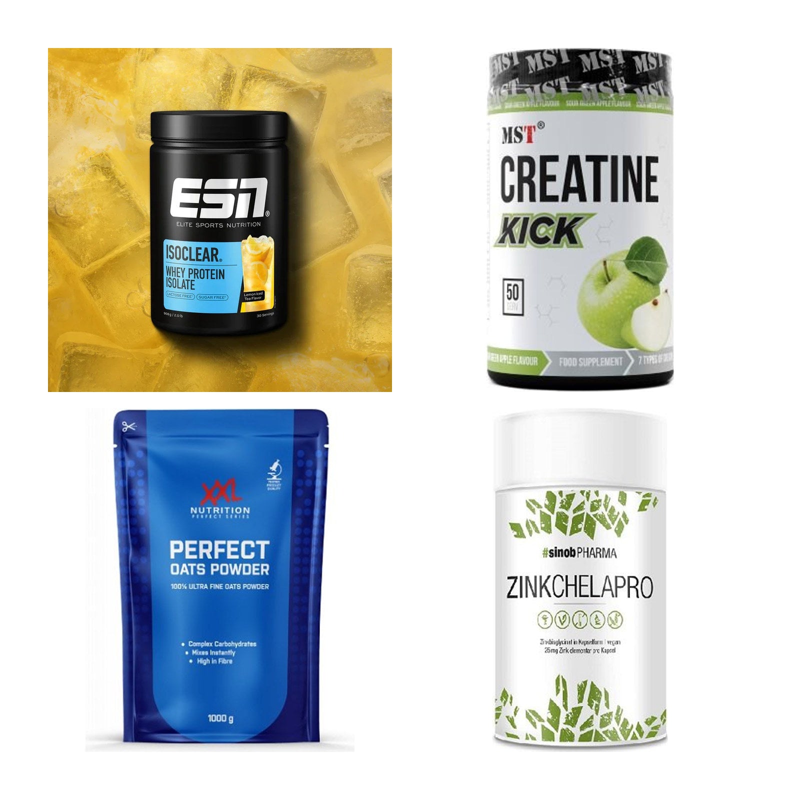 Wettkampfvorbereitung: ESN ISOCLEAR + MST Creatine + 2 weitere – alle enthaltenen Artikel