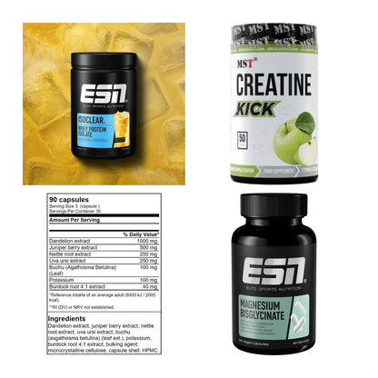 Wettkampfvorbereitung: ESN ISOCLEAR + MST Creatine + 2 weitere – alle enthaltenen Artikel