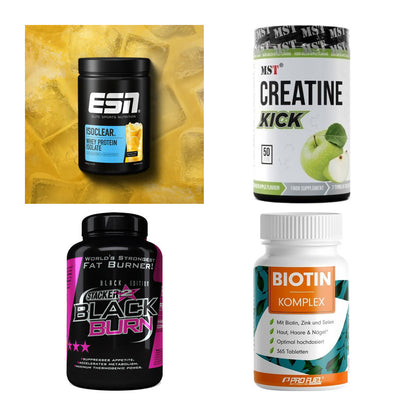 Wettkampfvorbereitung: ESN ISOCLEAR + MST Creatine + 2 weitere – alle enthaltenen Artikel