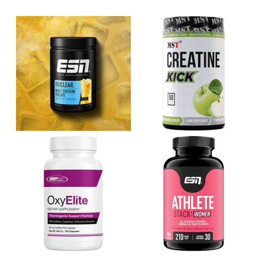 Wettkampfvorbereitung: ESN ISOCLEAR + MST Creatine + 2 weitere – alle enthaltenen Artikel