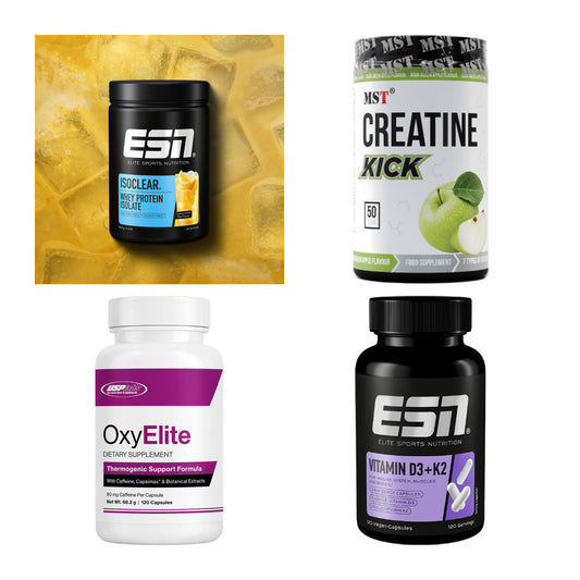 Wettkampfvorbereitung: ESN ISOCLEAR + MST Creatine + 2 weitere – alle enthaltenen Artikel