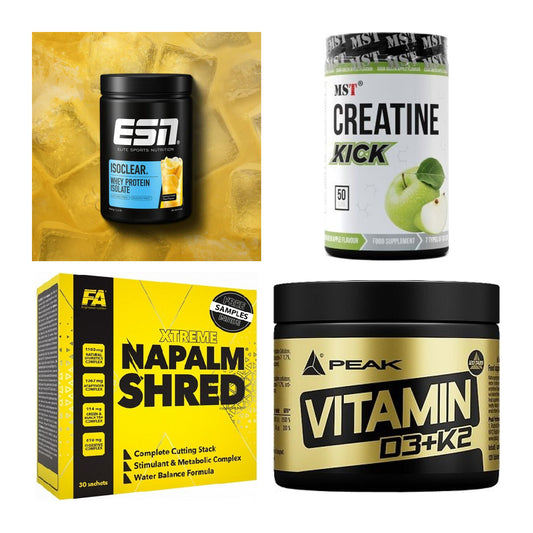 Wettkampfvorbereitung: ESN ISOCLEAR + MST Creatine + 2 weitere – alle enthaltenen Artikel