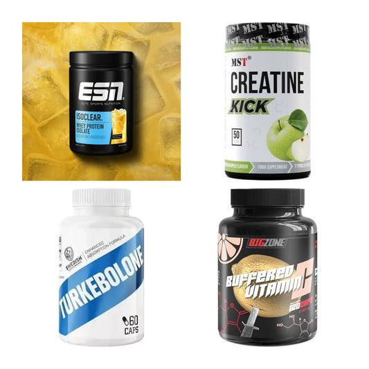 Wettkampfvorbereitung: ESN ISOCLEAR + MST Creatine + 2 weitere – alle enthaltenen Artikel
