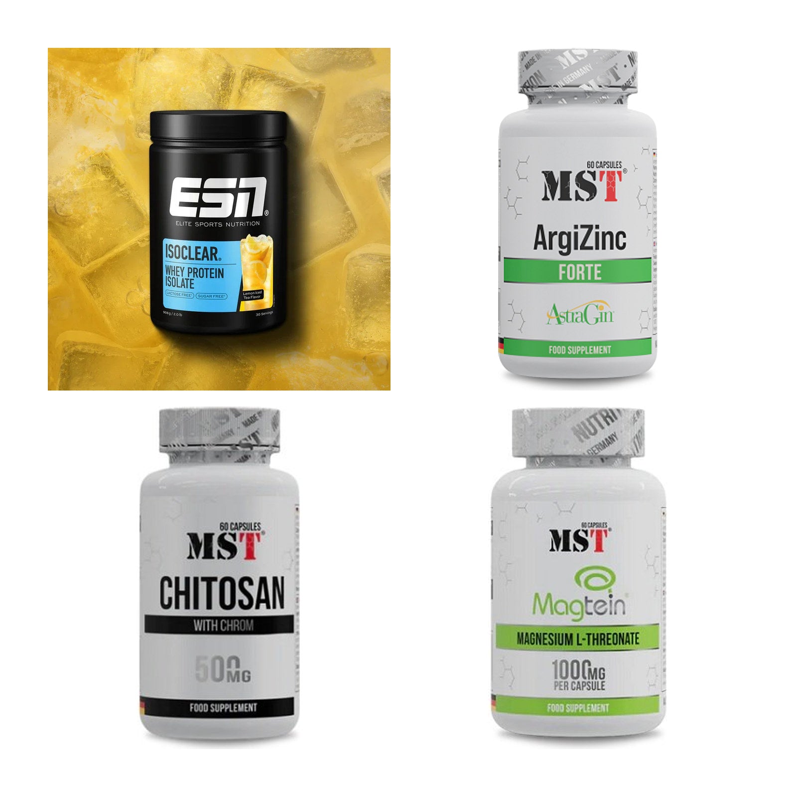 Wettkampfvorbereitung: ESN ISOCLEAR + MST ArgiZinc + 2 weitere – alle enthaltenen Artikel