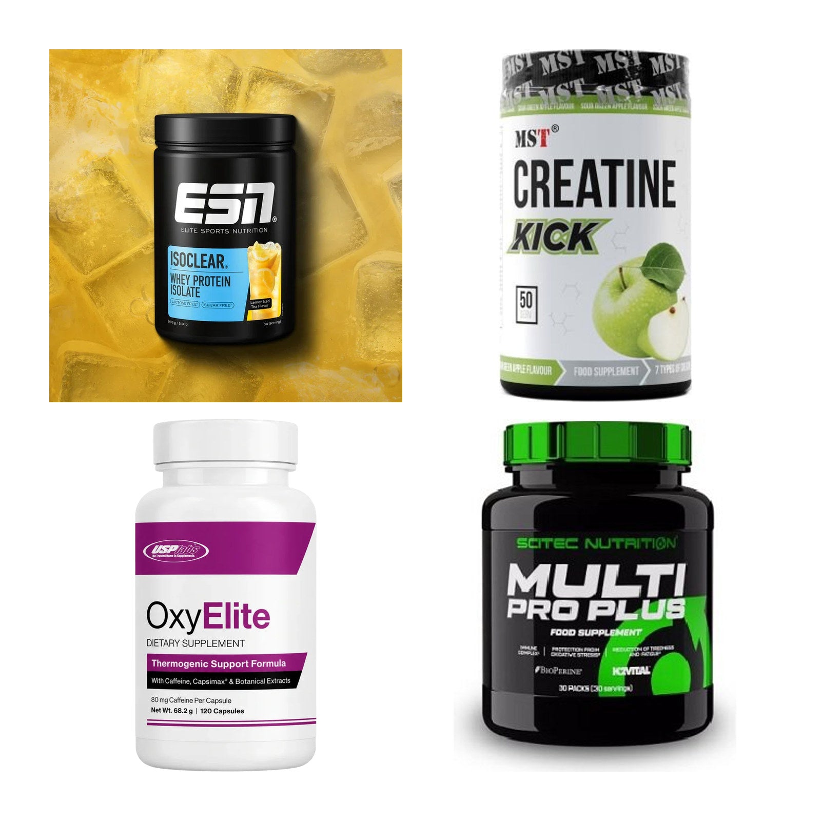 Wettkampfvorbereitung: ESN ISOCLEAR + MST Creatine + 2 weitere – alle enthaltenen Artikel