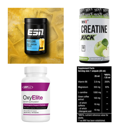 Wettkampfvorbereitung: ESN ISOCLEAR + MST Creatine + 2 weitere – alle enthaltenen Artikel