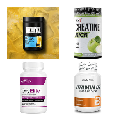 Wettkampfvorbereitung: ESN ISOCLEAR + MST Creatine + 2 weitere – alle enthaltenen Artikel