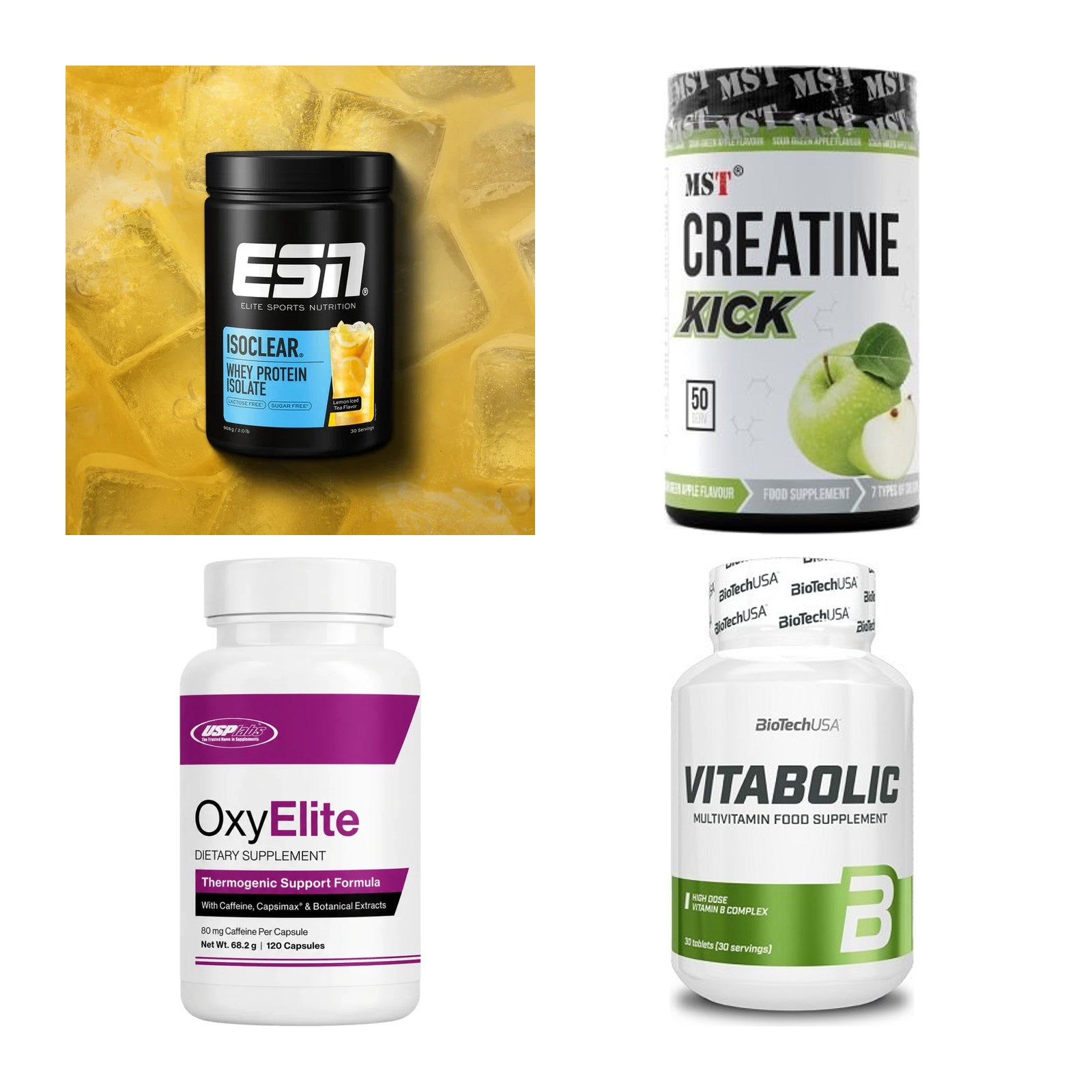 Wettkampfvorbereitung: ESN ISOCLEAR + MST Creatine + 2 weitere – alle enthaltenen Artikel