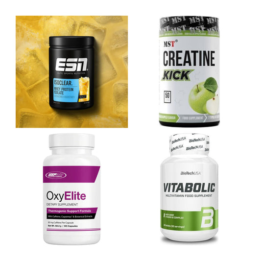 Wettkampfvorbereitung: ESN ISOCLEAR + MST Creatine + 2 weitere – alle enthaltenen Artikel