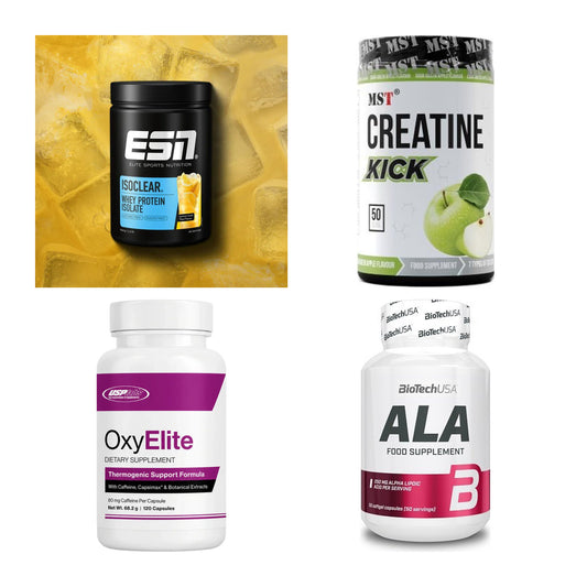 Wettkampfvorbereitung: ESN ISOCLEAR + MST Creatine + 2 weitere – alle enthaltenen Artikel