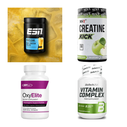 Wettkampfvorbereitung: ESN ISOCLEAR + MST Creatine + 2 weitere – alle enthaltenen Artikel