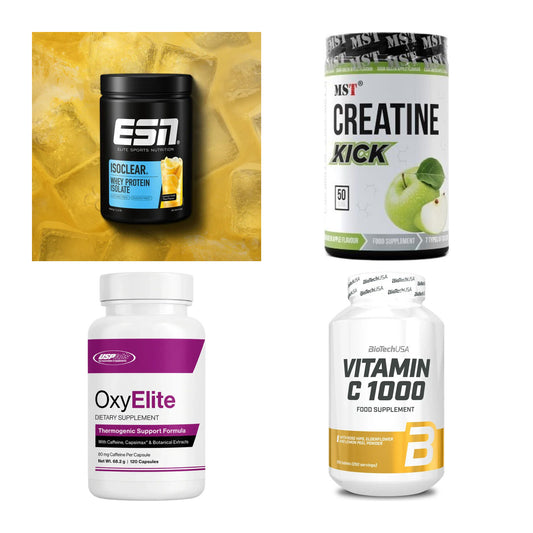 Wettkampfvorbereitung: ESN ISOCLEAR + MST Creatine + 2 weitere – alle enthaltenen Artikel