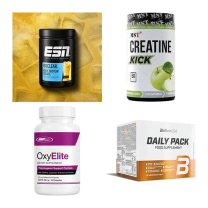 Wettkampfvorbereitung: ESN ISOCLEAR + MST Creatine + 2 weitere – alle enthaltenen Artikel