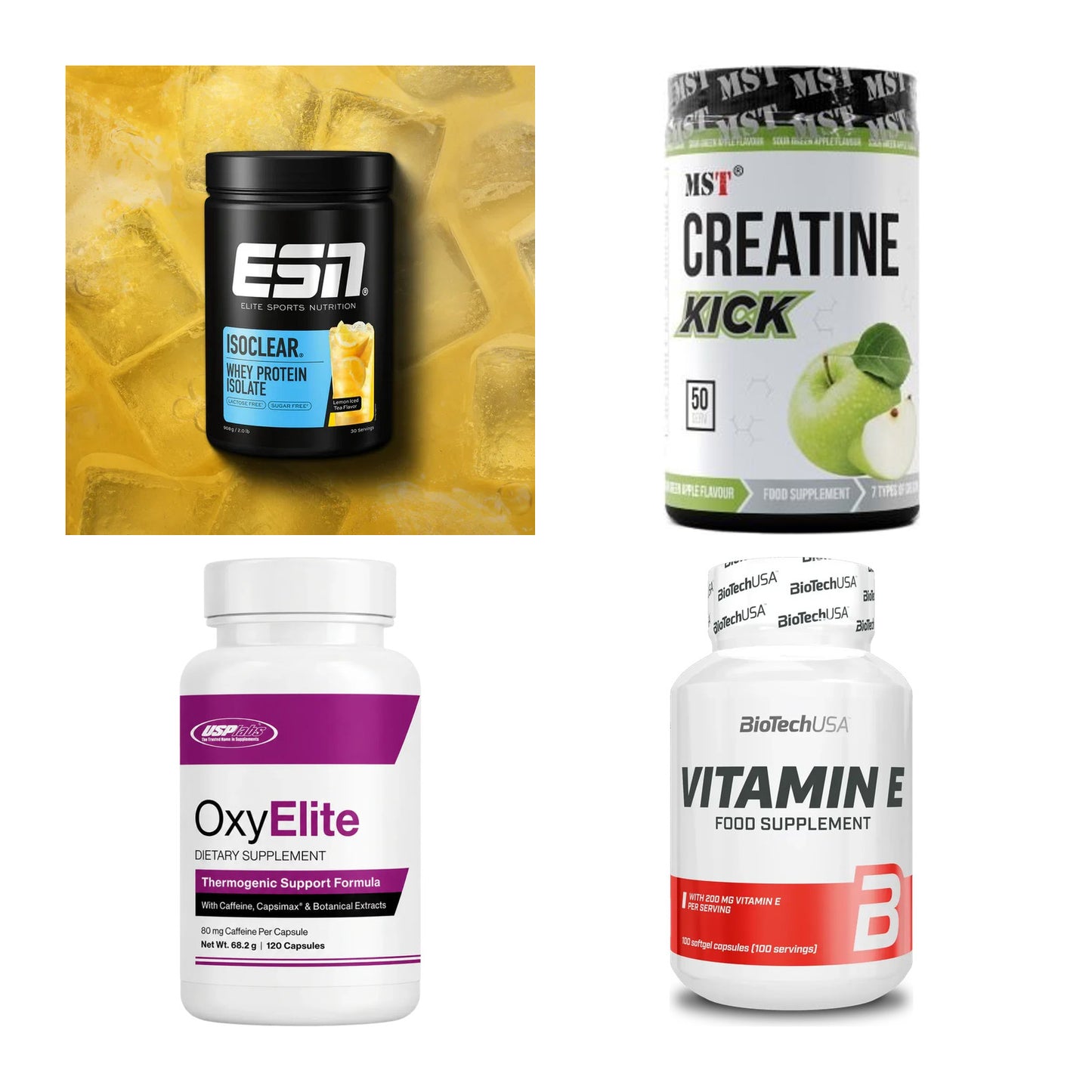 Wettkampfvorbereitung: ESN ISOCLEAR + MST Creatine + 2 weitere – alle enthaltenen Artikel