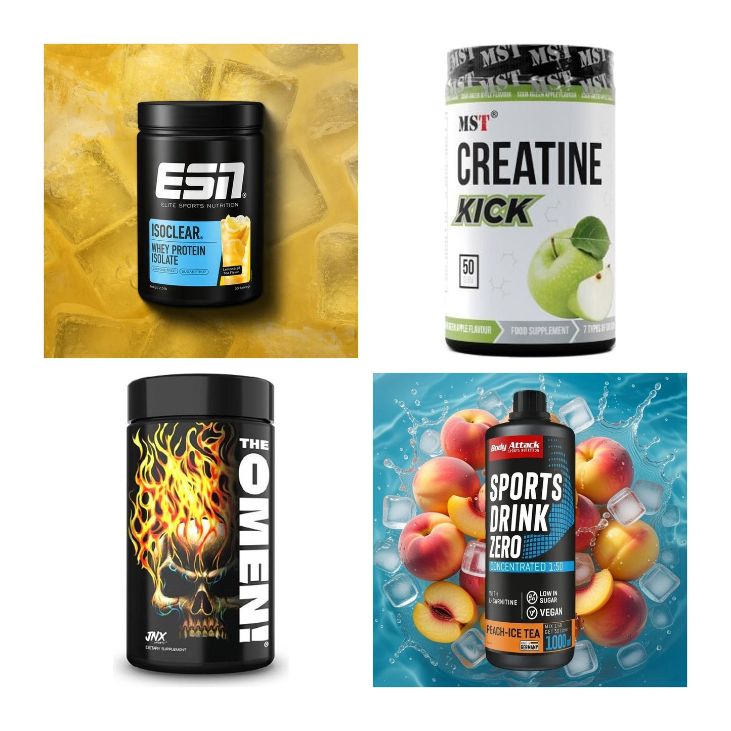 Wettkampfvorbereitung: ESN ISOCLEAR + MST Creatine + 2 weitere – alle enthaltenen Artikel