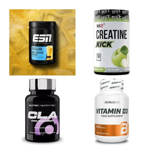 Wettkampfvorbereitung: ESN ISOCLEAR + MST Creatine + 2 weitere – alle enthaltenen Artikel