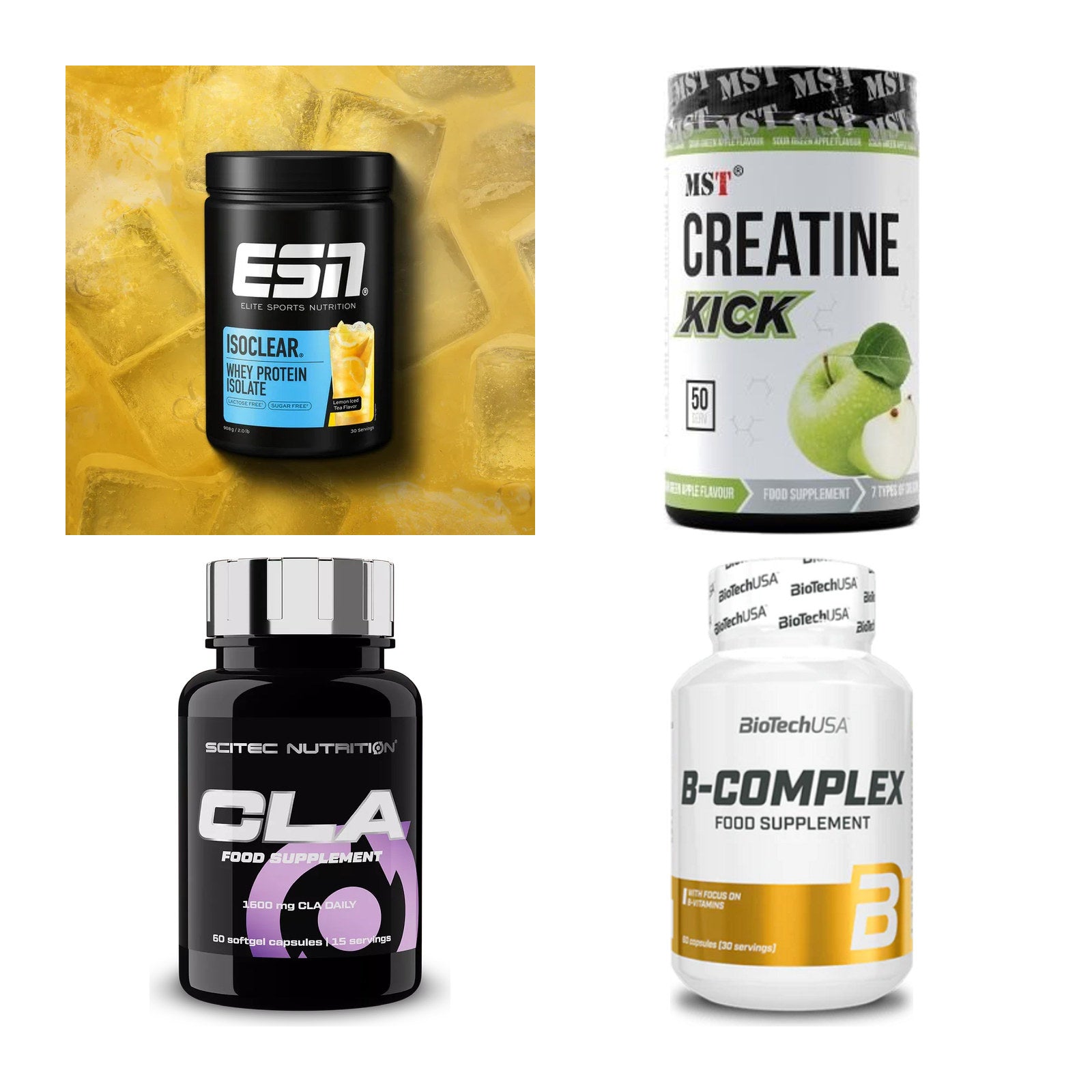 Wettkampfvorbereitung: ESN ISOCLEAR + MST Creatine + 2 weitere – alle enthaltenen Artikel