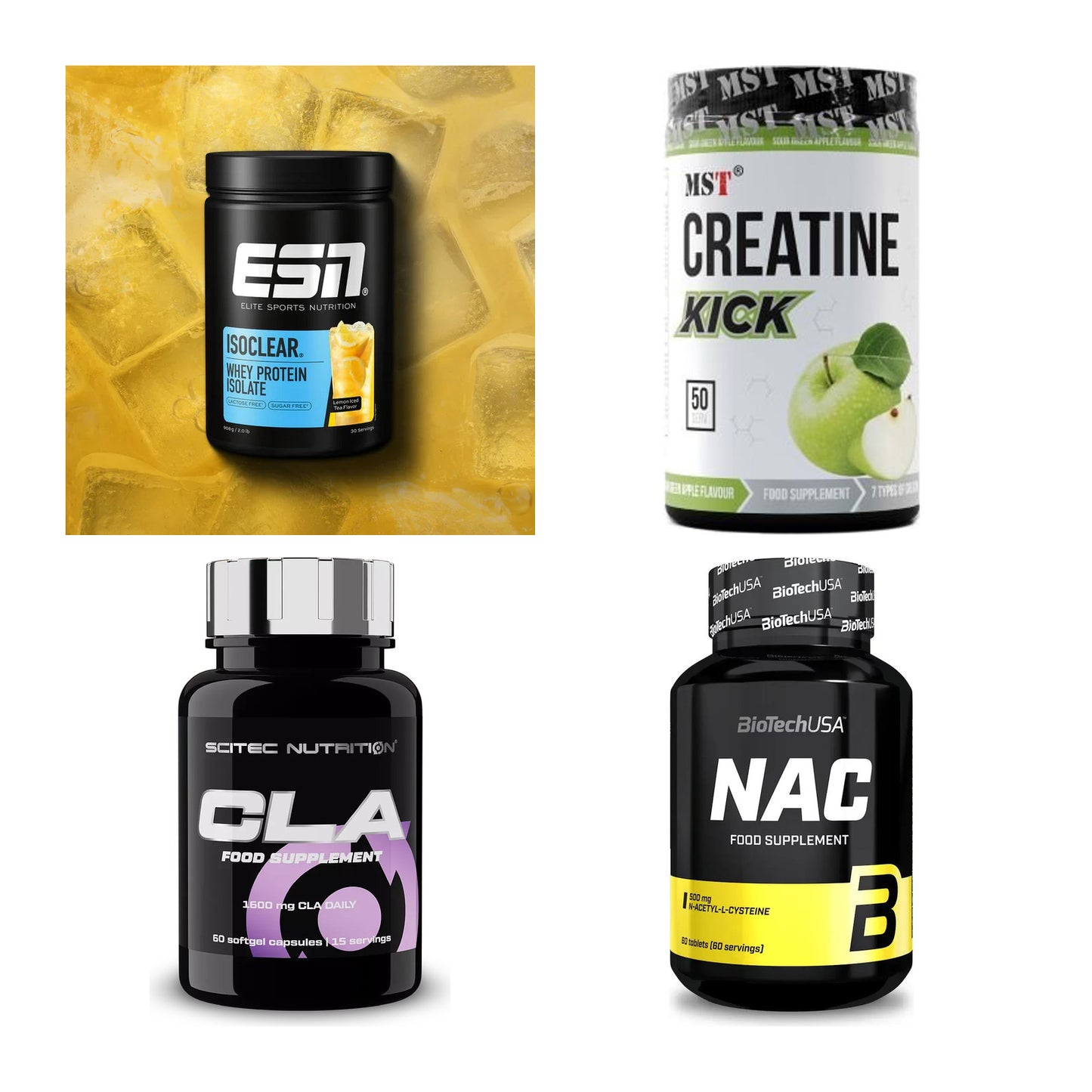 Wettkampfvorbereitung: ESN ISOCLEAR + MST Creatine + 2 weitere – alle enthaltenen Artikel