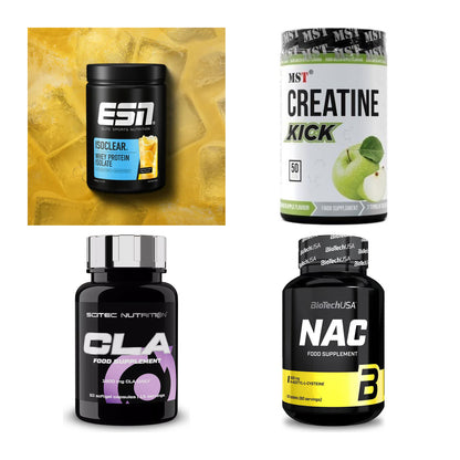 Wettkampfvorbereitung: ESN ISOCLEAR + MST Creatine + 2 weitere – alle enthaltenen Artikel