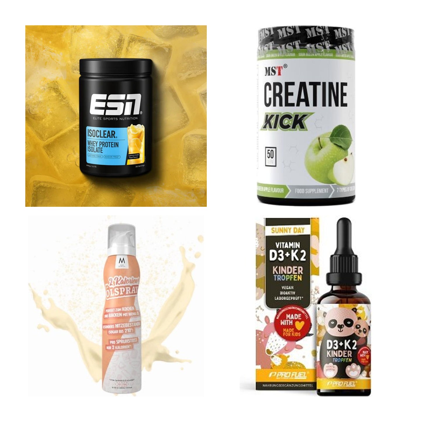 Wettkampfvorbereitung: ESN ISOCLEAR + MST Creatine + 2 weitere – alle enthaltenen Artikel