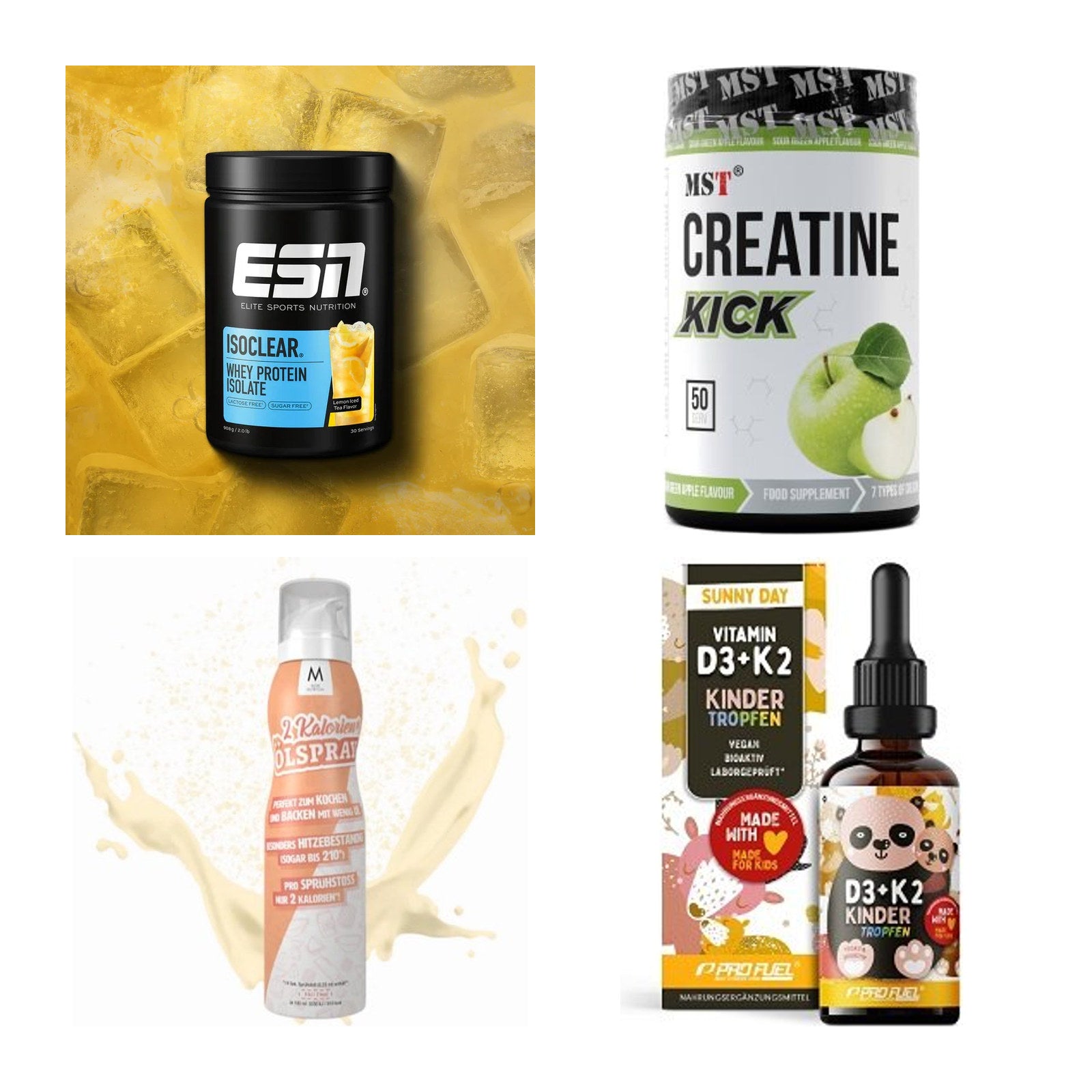 Wettkampfvorbereitung: ESN ISOCLEAR + MST Creatine + 2 weitere – alle enthaltenen Artikel
