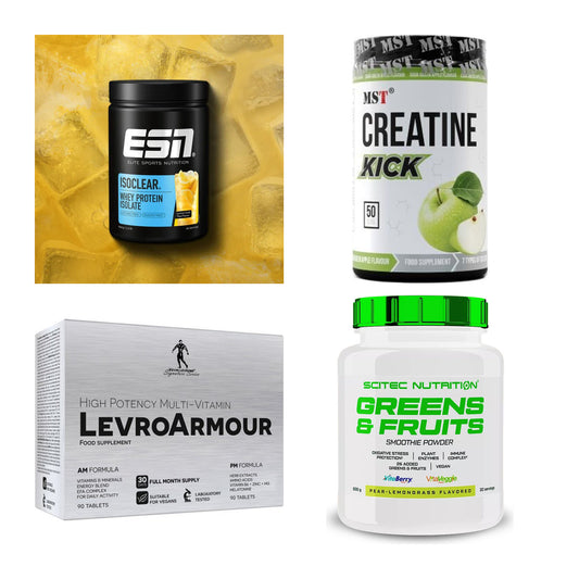Wettkampfvorbereitung: ESN ISOCLEAR + MST Creatine + 2 weitere – alle enthaltenen Artikel