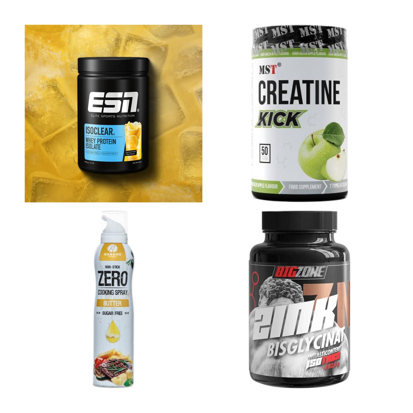 Wettkampfvorbereitung: ESN ISOCLEAR + MST Creatine + 2 weitere – alle enthaltenen Artikel