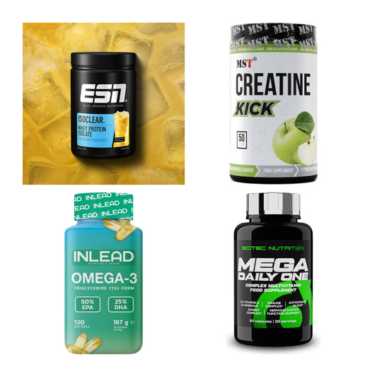 Wettkampfvorbereitung: ESN ISOCLEAR + MST Creatine + 2 weitere – alle enthaltenen Artikel