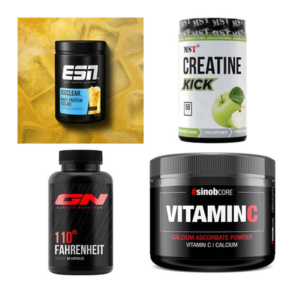 Wettkampfvorbereitung: ESN ISOCLEAR + MST Creatine + 2 weitere – alle enthaltenen Artikel