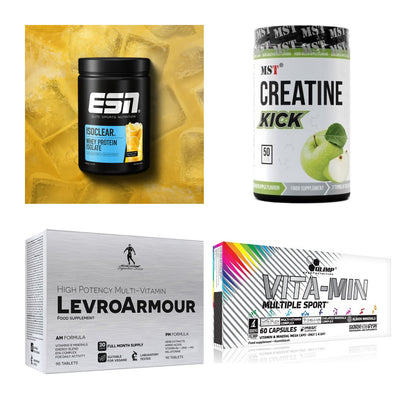 Wettkampfvorbereitung: ESN ISOCLEAR + MST Creatine + 2 weitere – alle enthaltenen Artikel