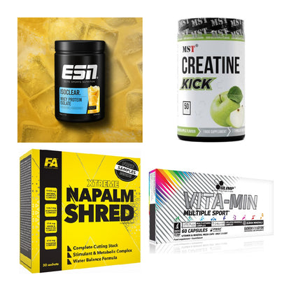 Wettkampfvorbereitung: ESN ISOCLEAR + MST Creatine + 2 weitere – alle enthaltenen Artikel