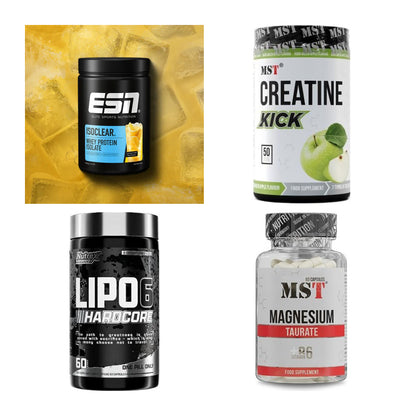 Wettkampfvorbereitung: ESN ISOCLEAR + MST Creatine + 2 weitere – alle enthaltenen Artikel