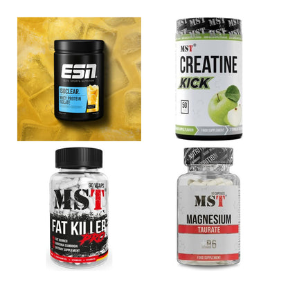 Wettkampfvorbereitung: ESN ISOCLEAR + MST Creatine + 2 weitere – alle enthaltenen Artikel