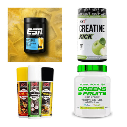 Wettkampfvorbereitung: ESN ISOCLEAR + MST Creatine + 2 weitere – alle enthaltenen Artikel