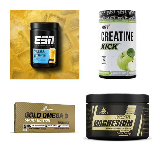 Wettkampfvorbereitung: ESN ISOCLEAR + MST Creatine + 2 weitere – alle enthaltenen Artikel