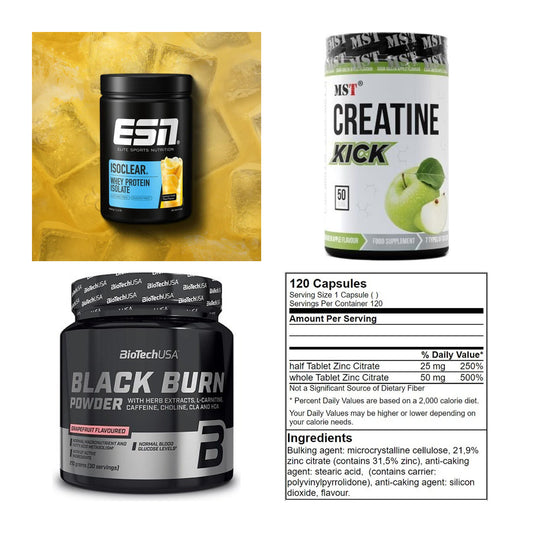 Wettkampfvorbereitung: ESN ISOCLEAR + MST Creatine + 2 weitere – alle enthaltenen Artikel