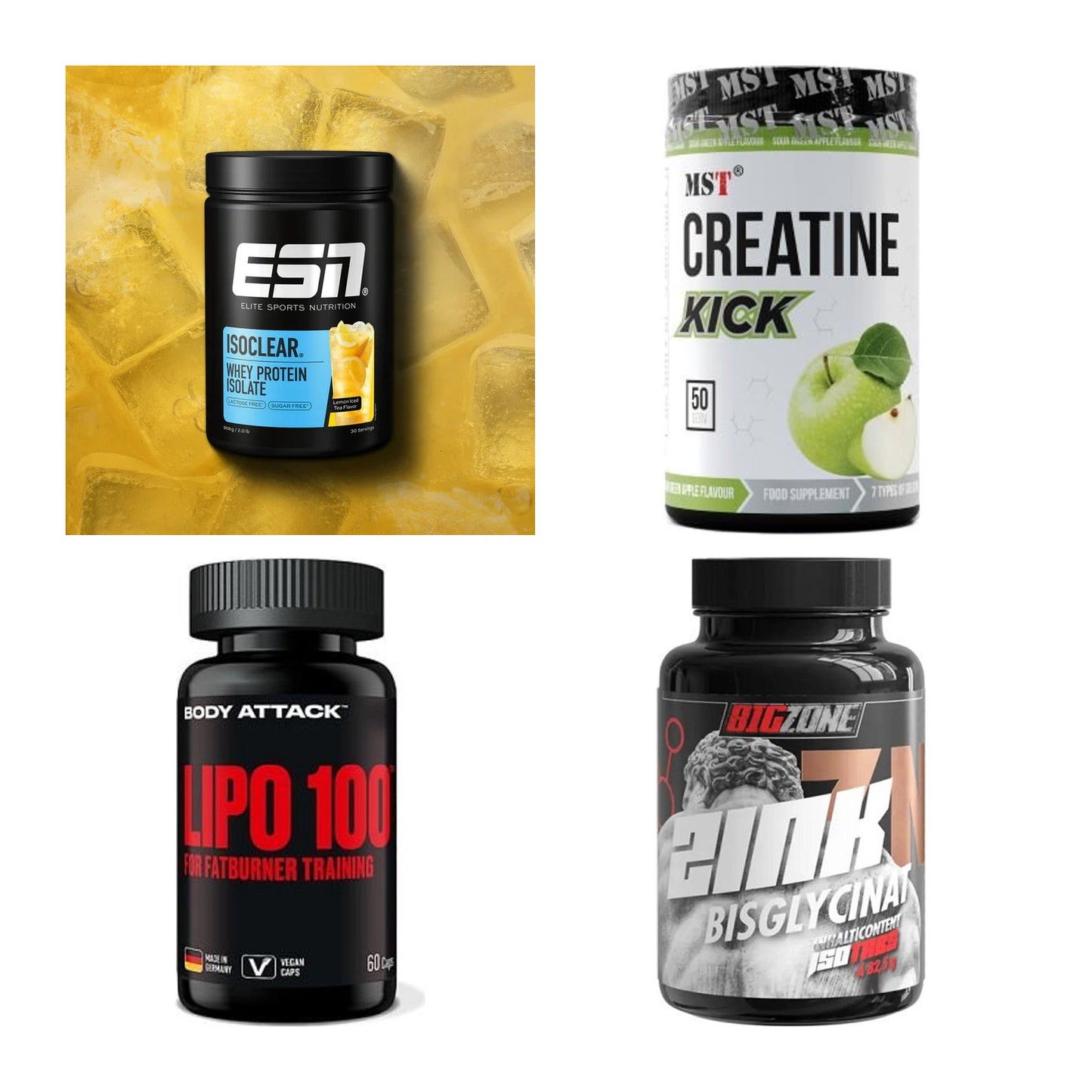 Wettkampfvorbereitung: ESN ISOCLEAR + MST Creatine + 2 weitere – alle enthaltenen Artikel