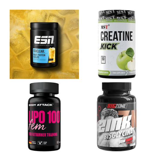 Wettkampfvorbereitung: ESN ISOCLEAR + MST Creatine + 2 weitere – alle enthaltenen Artikel