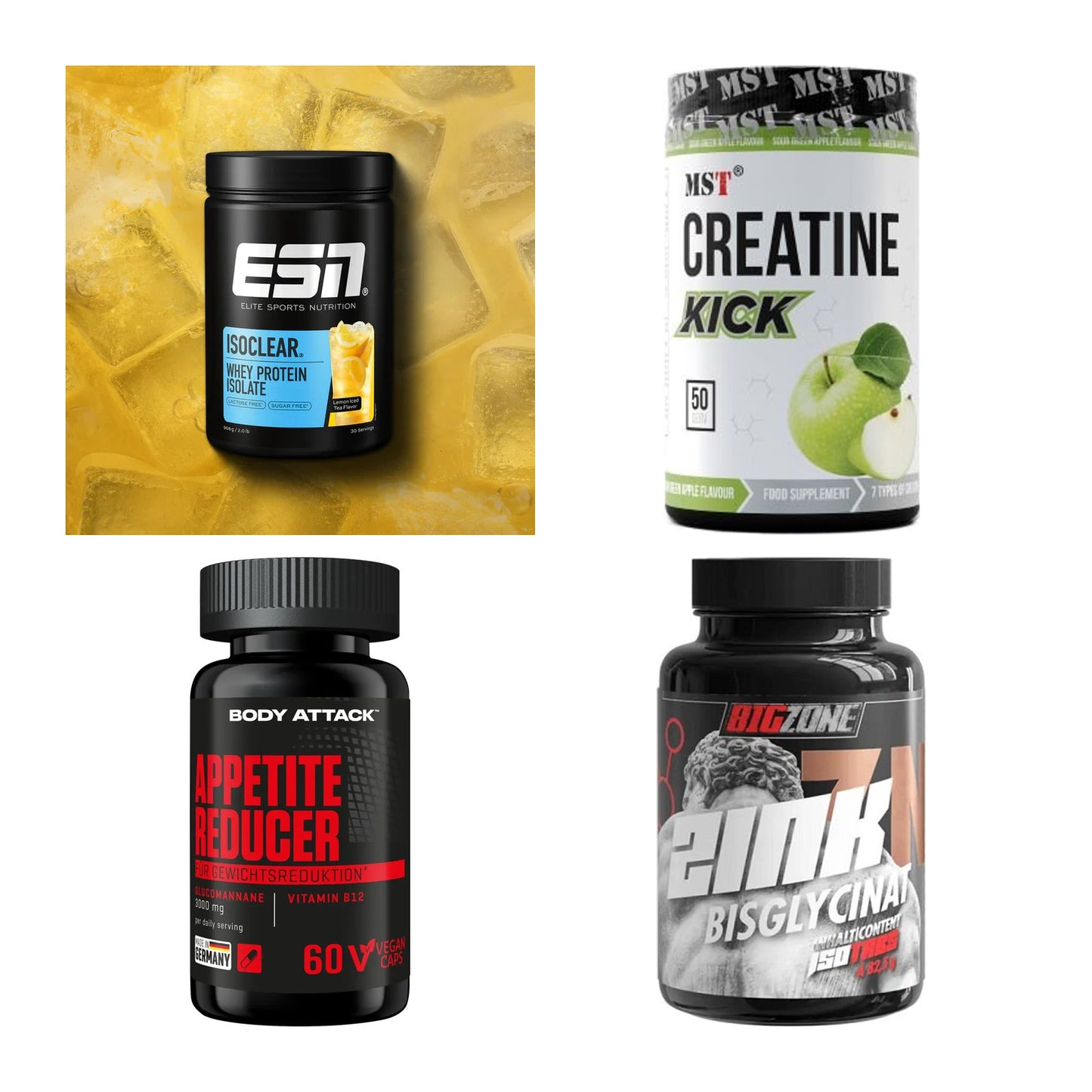 Wettkampfvorbereitung: ESN ISOCLEAR + MST Creatine + 2 weitere – alle enthaltenen Artikel