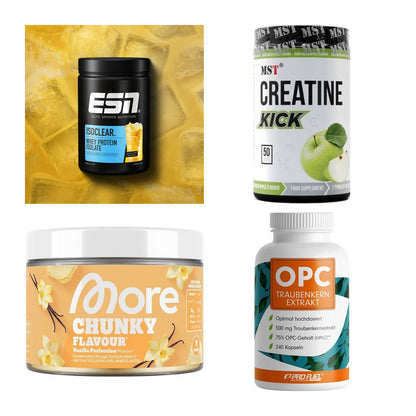Wettkampfvorbereitung: ESN ISOCLEAR + MST Creatine + 2 weitere – alle enthaltenen Artikel