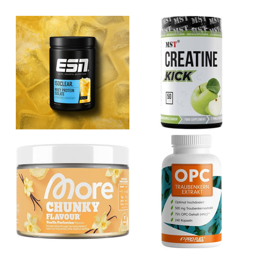 Wettkampfvorbereitung: ESN ISOCLEAR + MST Creatine + 2 weitere – alle enthaltenen Artikel