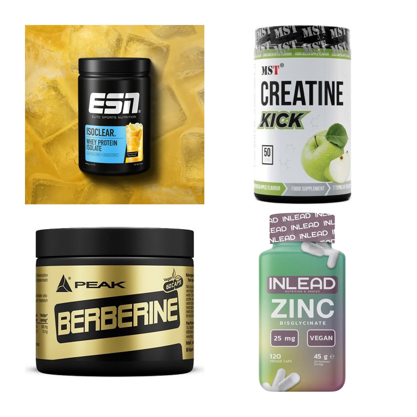 Wettkampfvorbereitung: ESN ISOCLEAR + MST Creatine + 2 weitere – alle enthaltenen Artikel