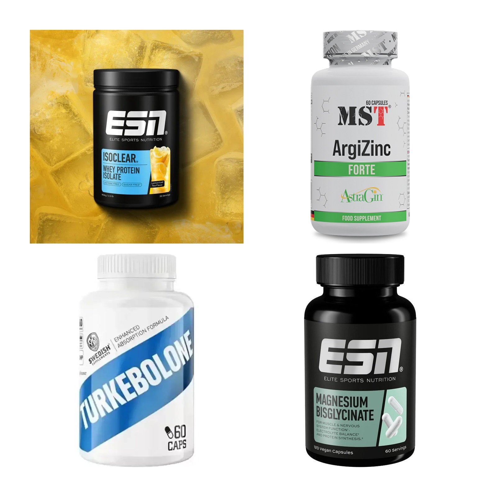 Wettkampfvorbereitung: ESN ISOCLEAR + MST ArgiZinc + 2 weitere – alle enthaltenen Artikel