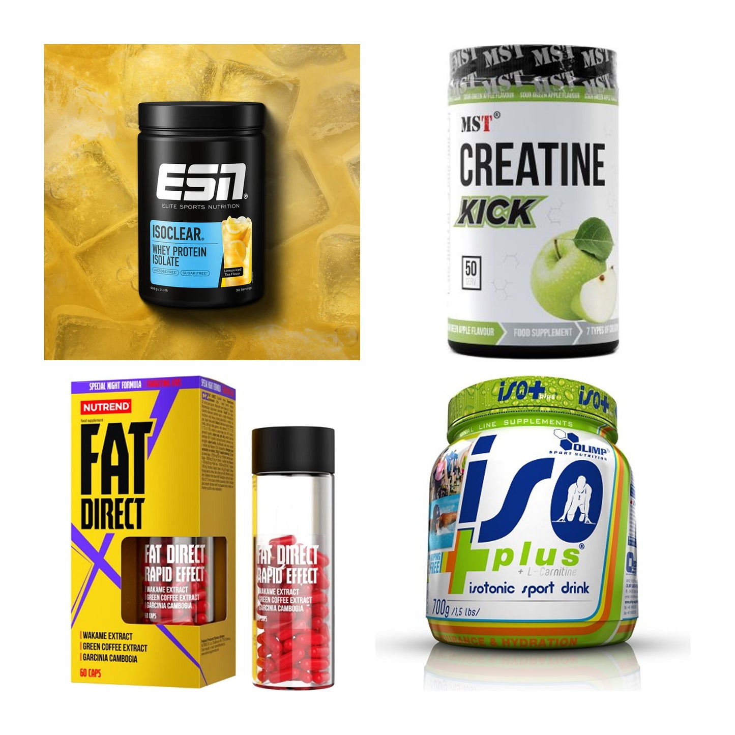 Wettkampfvorbereitung: ESN ISOCLEAR + MST Creatine + 2 weitere – alle enthaltenen Artikel