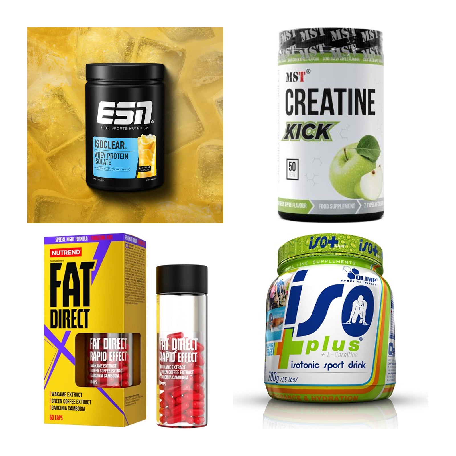 Wettkampfvorbereitung: ESN ISOCLEAR + MST Creatine + 2 weitere – alle enthaltenen Artikel
