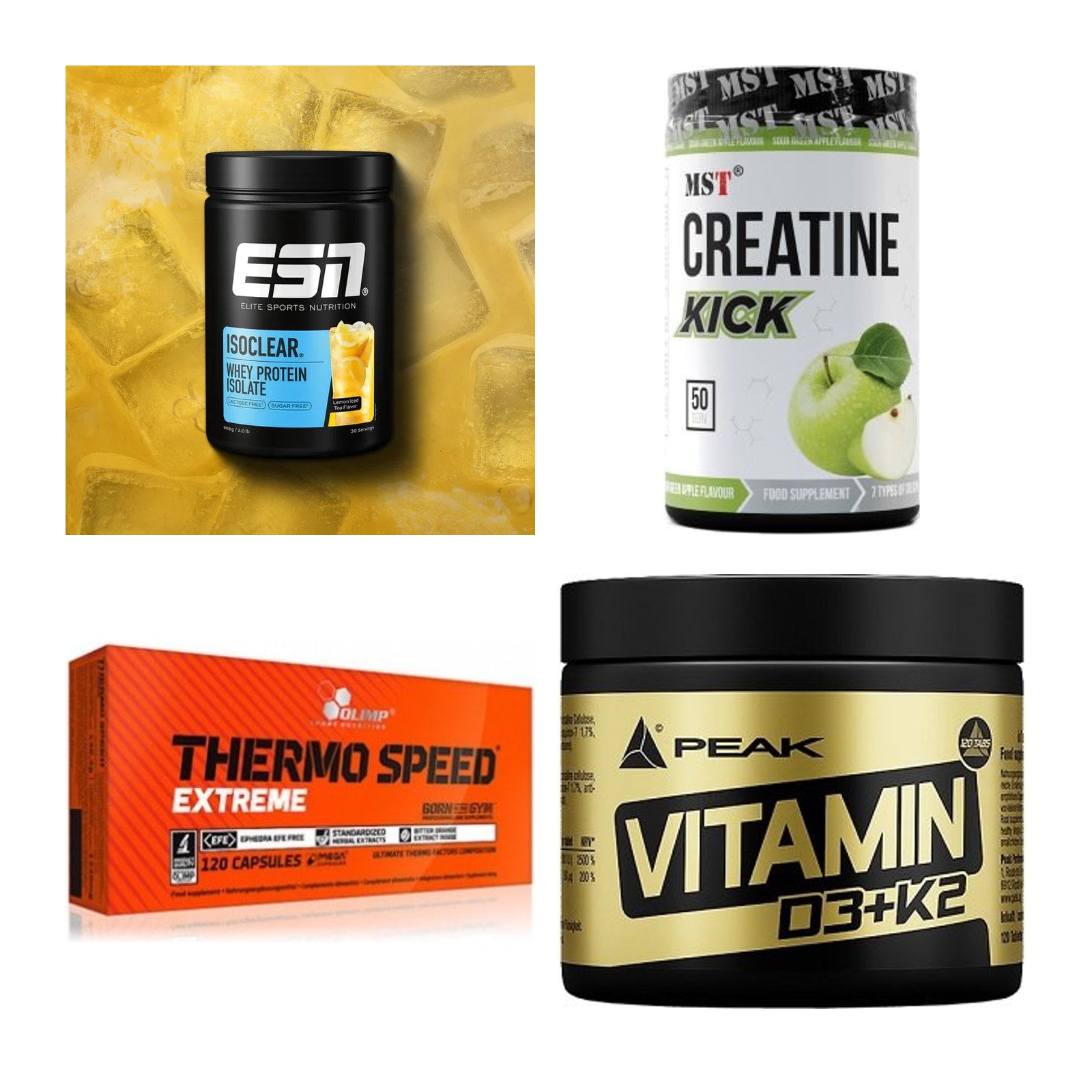 Wettkampfvorbereitung: ESN ISOCLEAR + MST Creatine + 2 weitere – alle enthaltenen Artikel