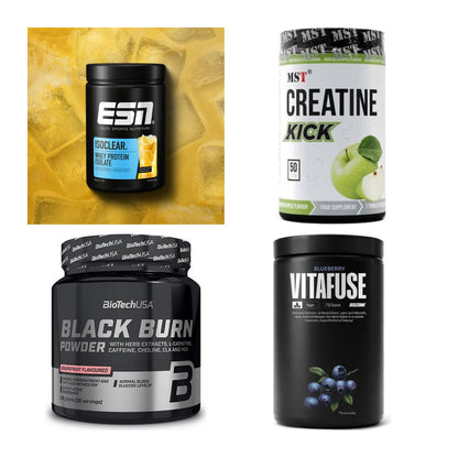 Wettkampfvorbereitung: ESN ISOCLEAR + MST Creatine + 2 weitere – alle enthaltenen Artikel