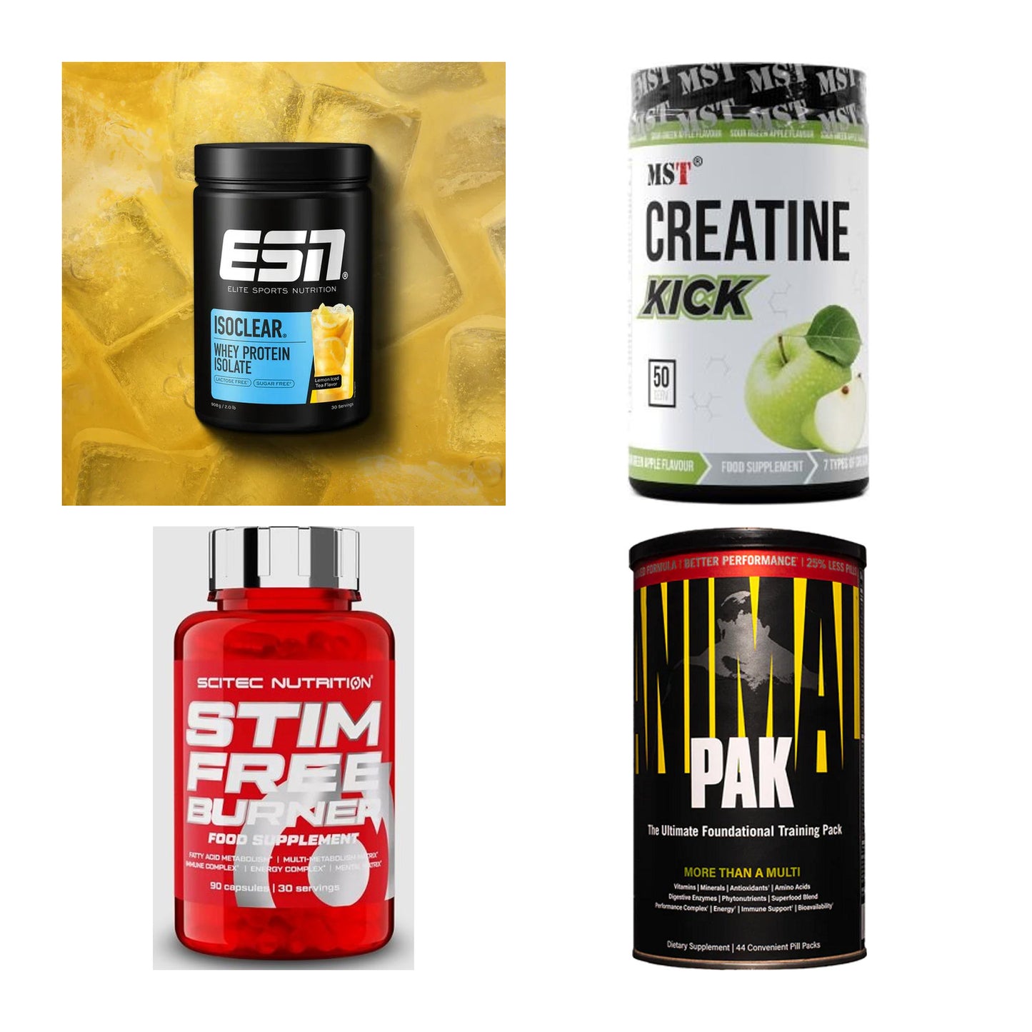 Wettkampfvorbereitung: ESN ISOCLEAR + MST Creatine + 2 weitere – alle enthaltenen Artikel